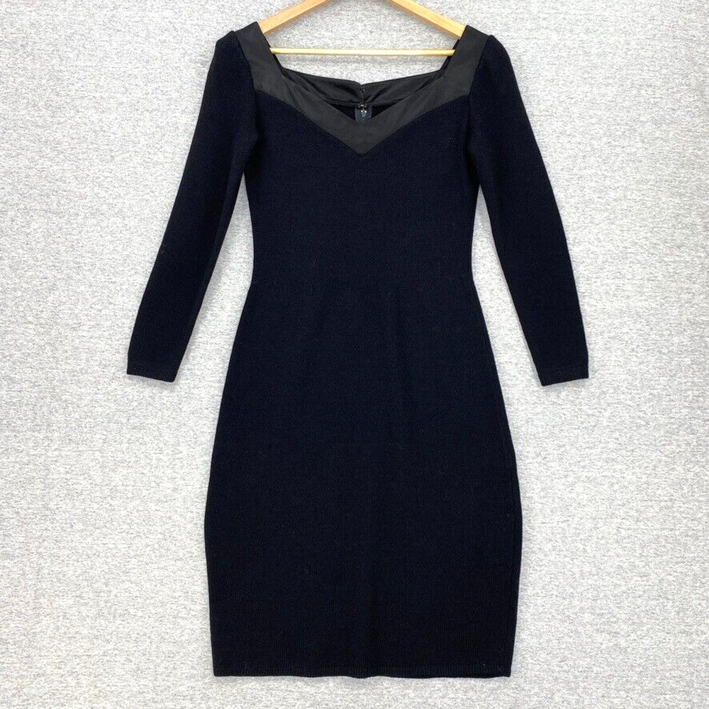 St John Dress Womens 4 Maria Gray Black Santana Knit Evening Formal Sexy